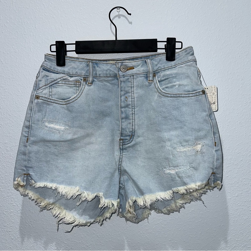 NWT Free People CRVY Vintage high rise short icy blue denim summer high waisted